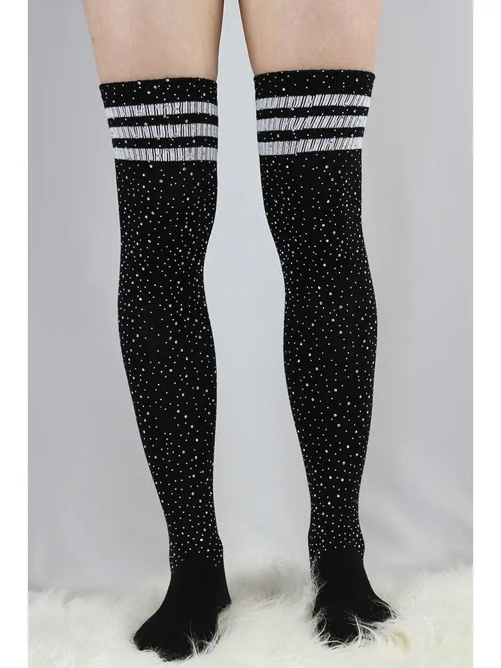 Rhinestone Knee High Socks