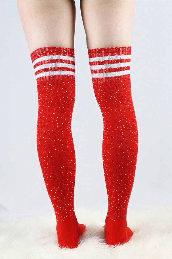 Rhinestone Knee High Socks