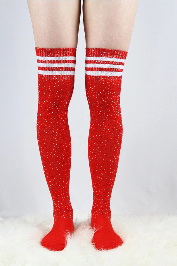 Rhinestone Knee High Socks