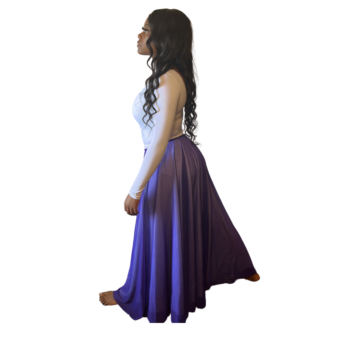 Body Wrappers Purple Long Full Chiffon Skirt