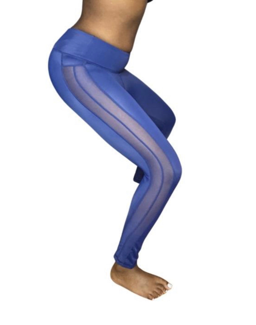 Meshed Stripe Cropped Leggings