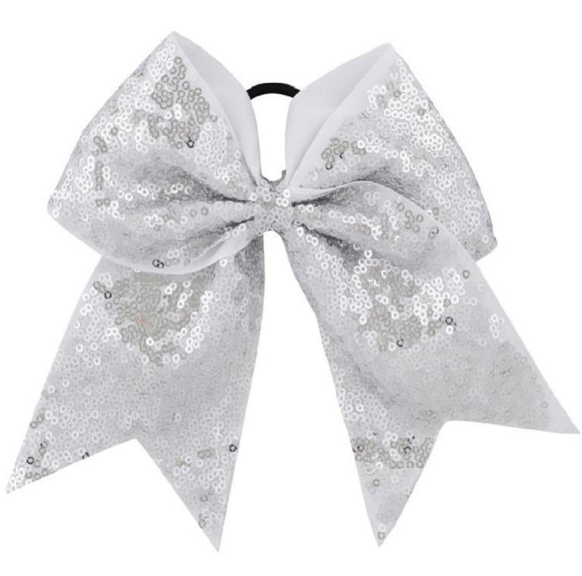 Kenz Laurenz Large Sequin Cheer Bow w/ ponytail holder