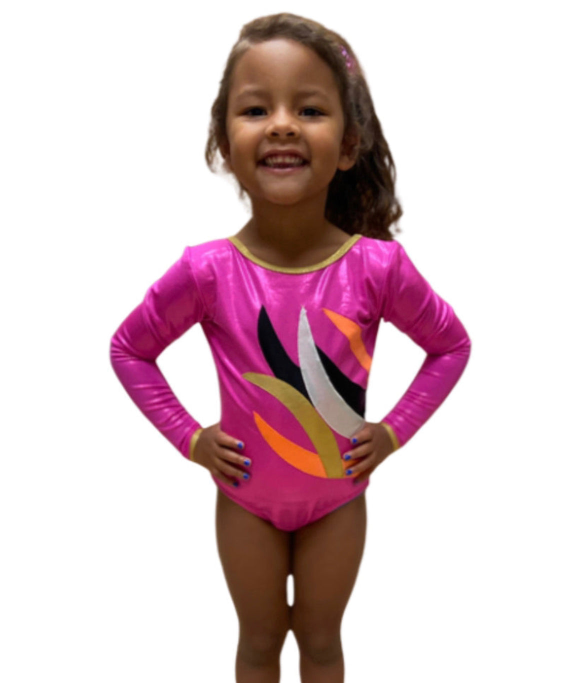 Girls Gymnastics Contrast Spliced Long sleeve Leotard