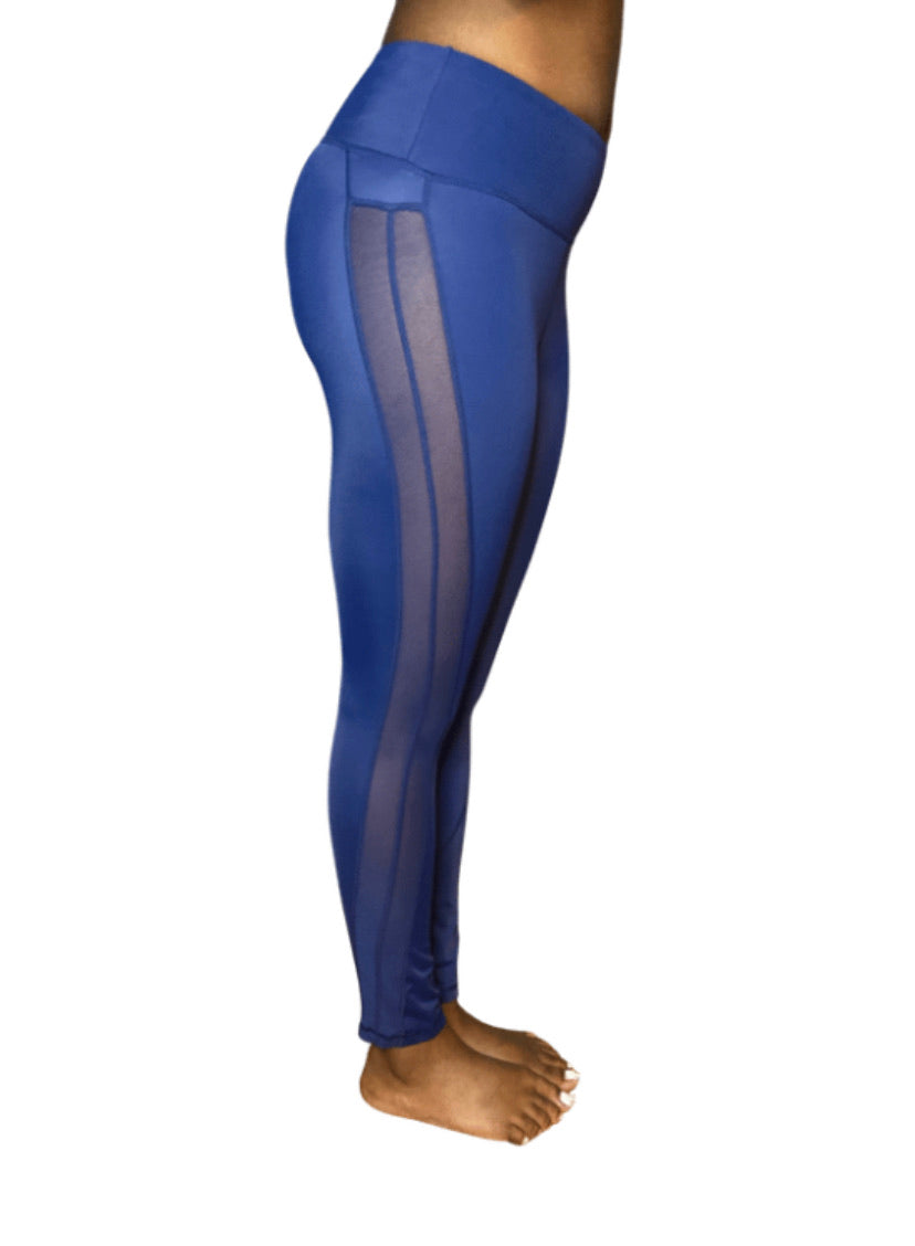 Meshed Stripe Cropped Leggings