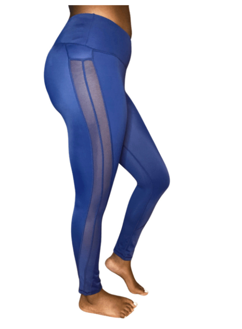 Meshed Stripe Cropped Leggings