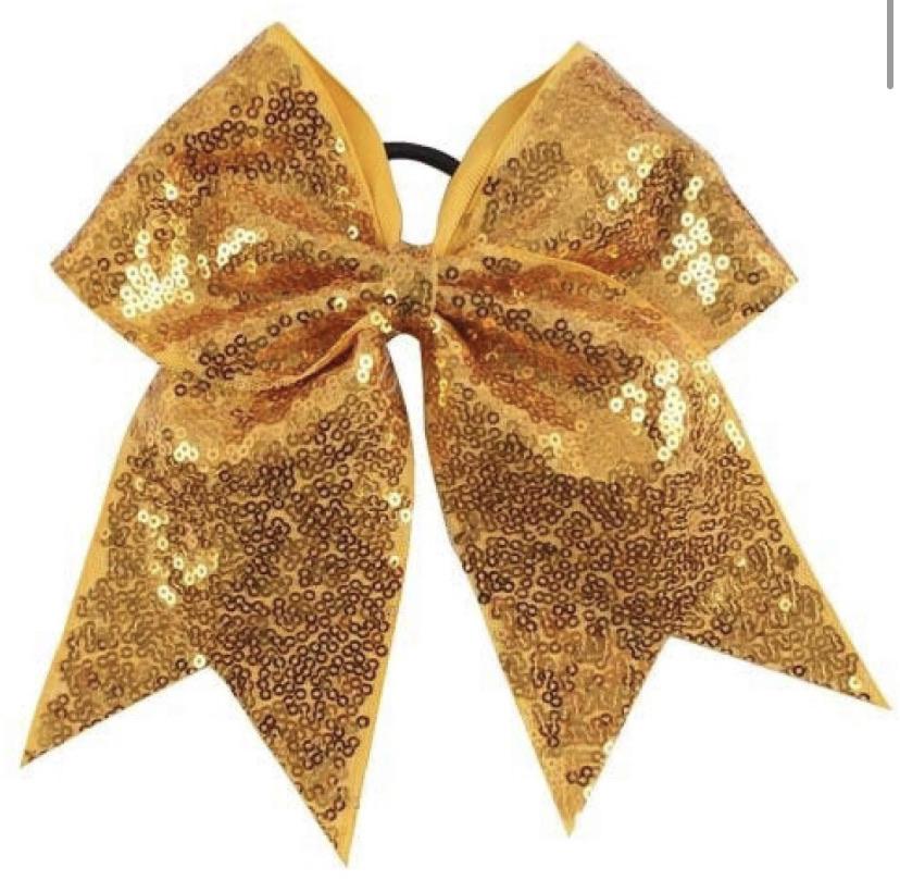 Kenz Laurenz Large Sequin Cheer Bow w/ ponytail holder
