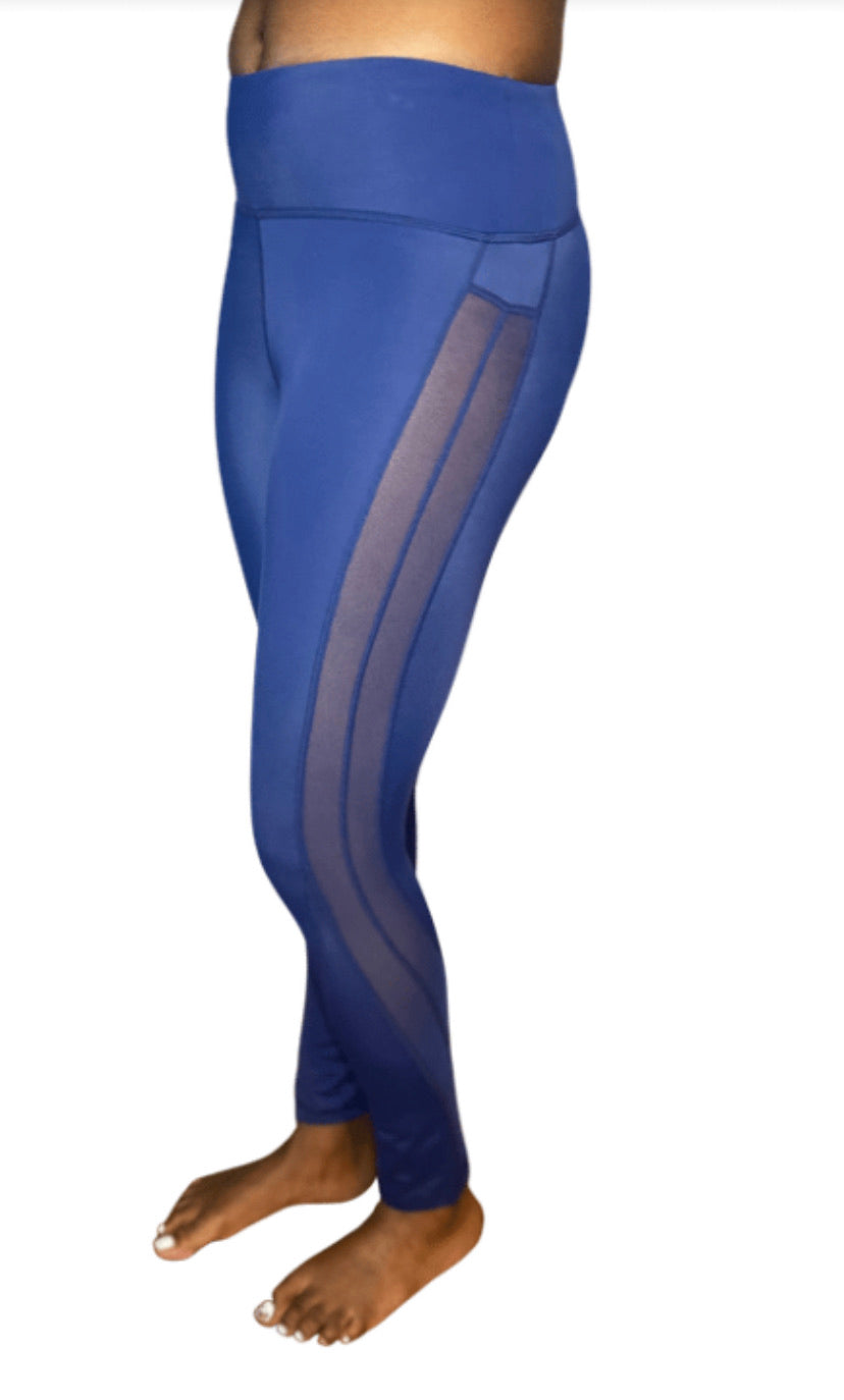 Meshed Stripe Cropped Leggings
