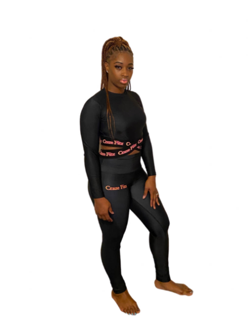 CRAZE FITZ Banded Long Sleeve Crop Top