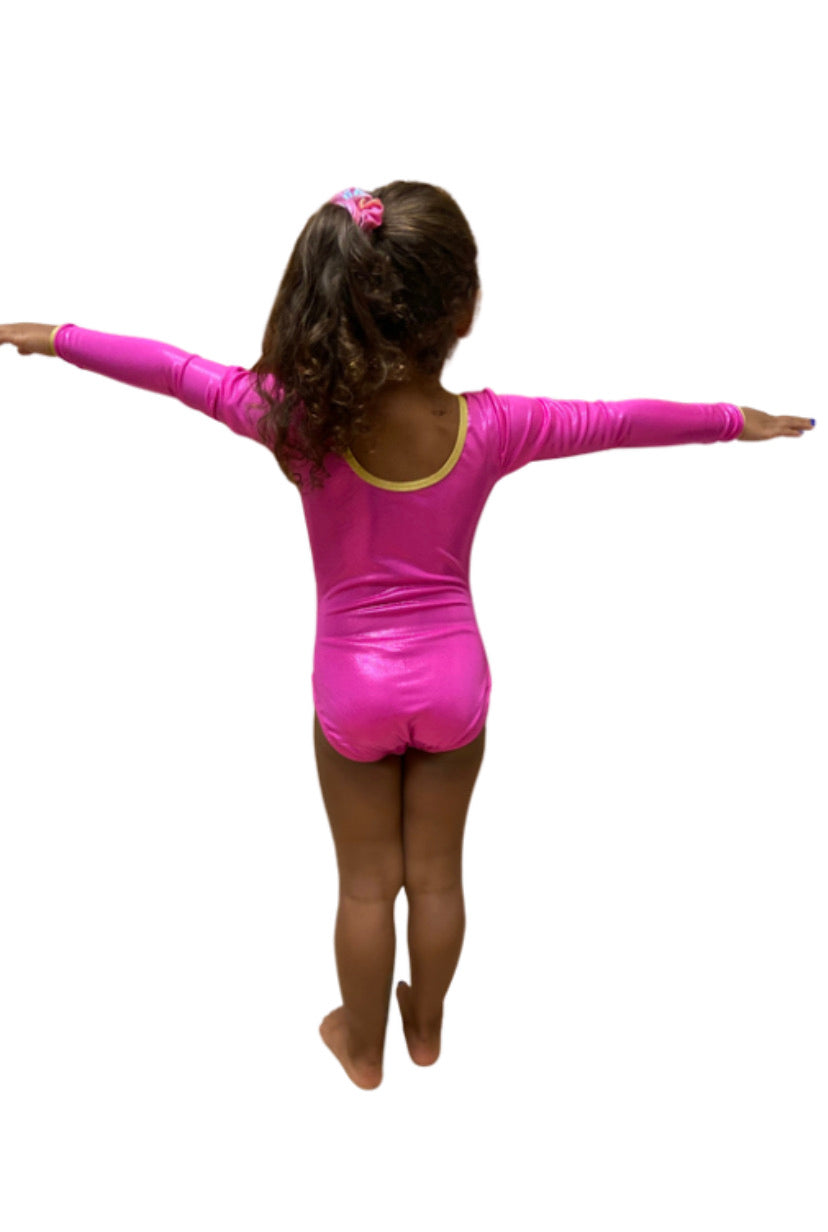 Girls Gymnastics Contrast Spliced Long sleeve Leotard