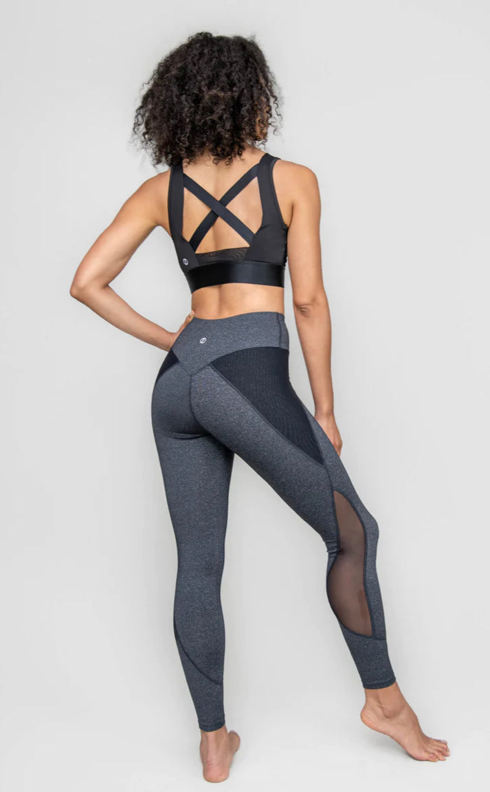 CZJ Fine Heather Leggings w/Power Mesh Inserts