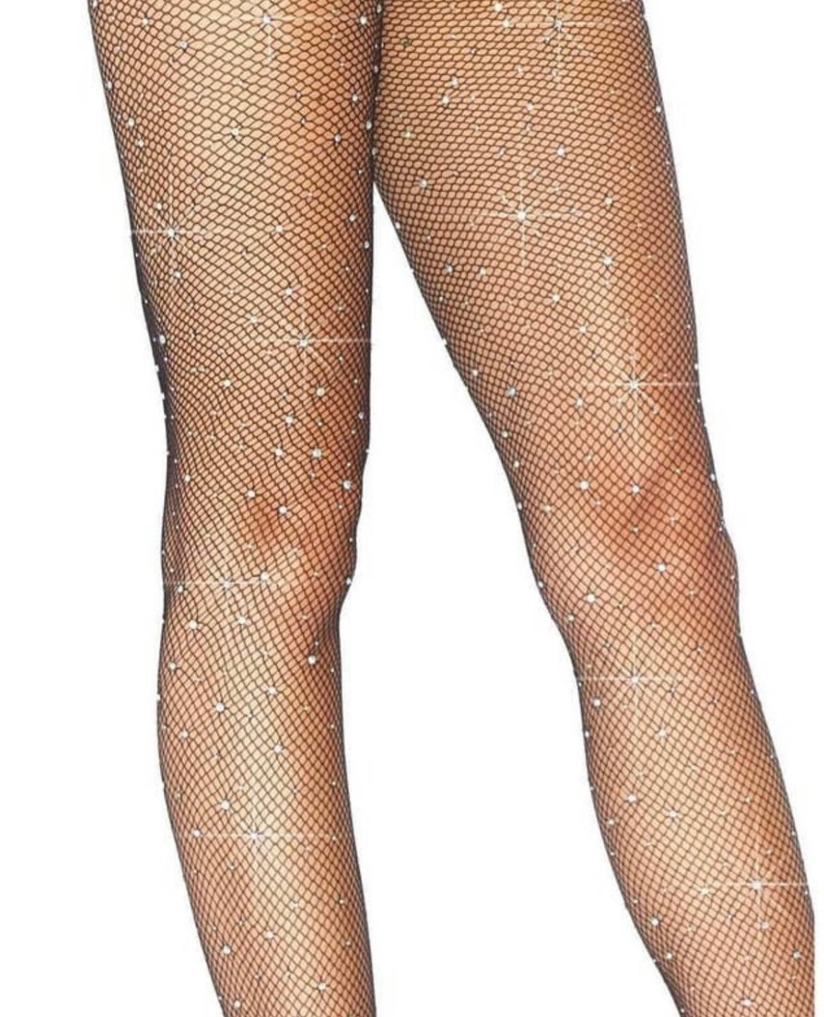 Bedazzled top fishnet tights