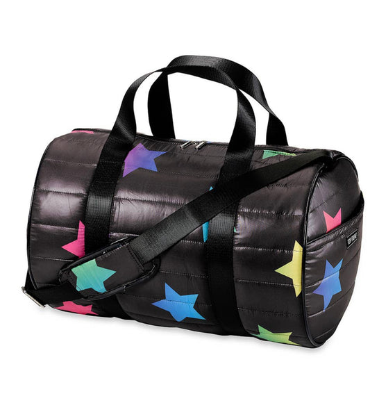 Multi Glitter Stars Puffer Duffel Bag